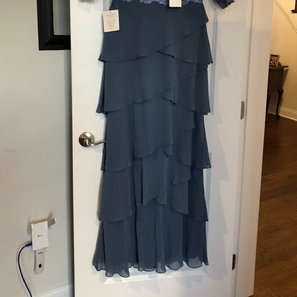 SALE NWT Marsoni by Colors MV1244 Chiffon Mother of the Bride Slate Blue Size 12 - Picture 8 of 10